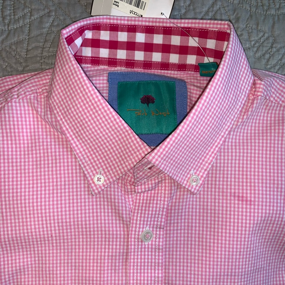 Park West men’s pink plaid long sleeve